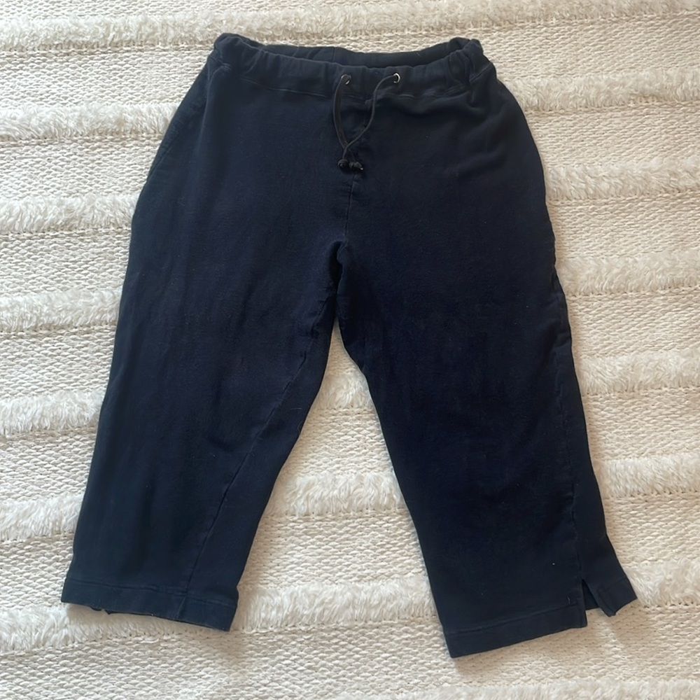 Active studio stretch Capri pants cotton high waisted black womens size M medium
